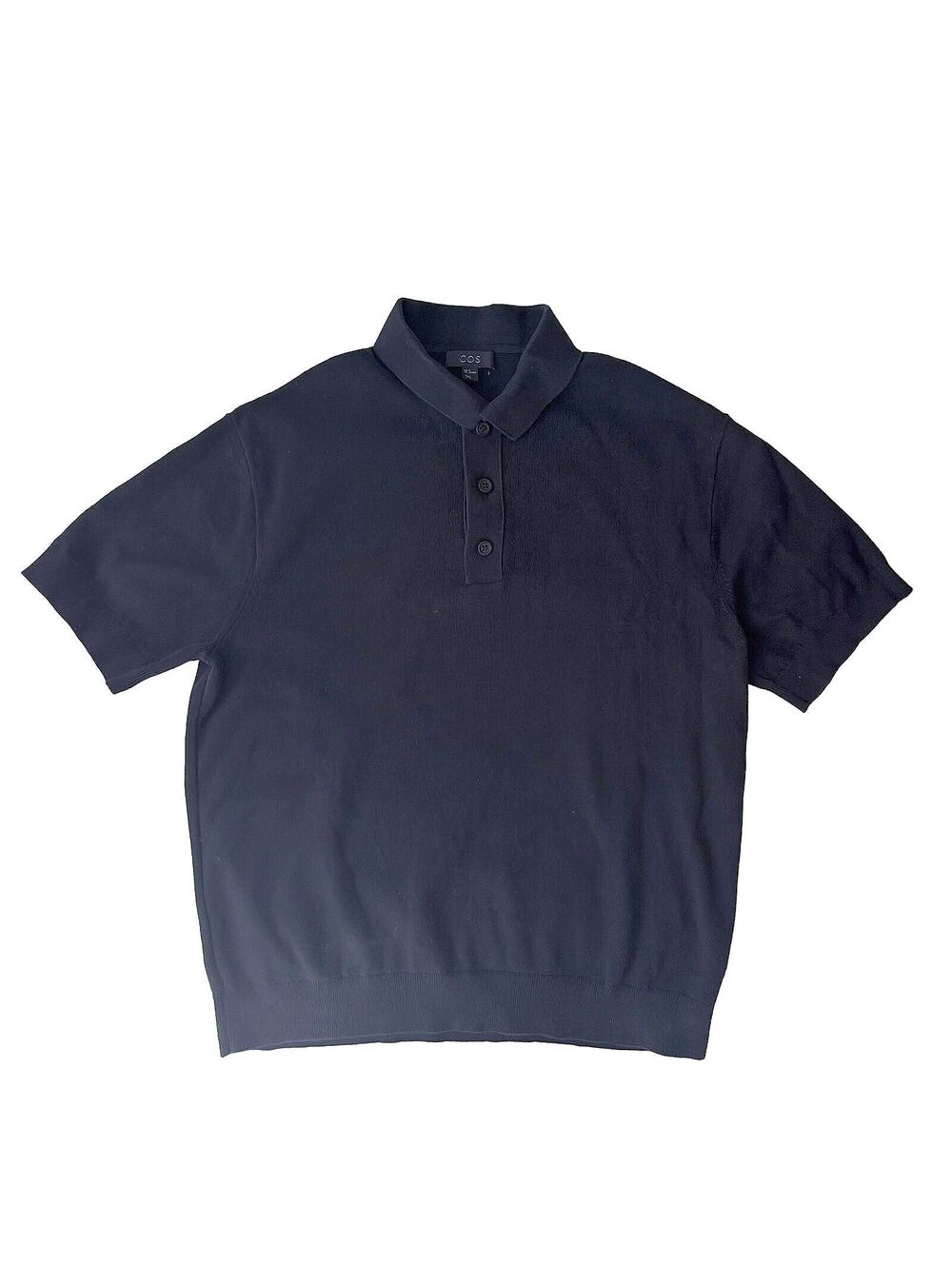 COS Men's Knit Polo 100% Cotton Knit Short Sleeve Sweater, Minimalist Size M
